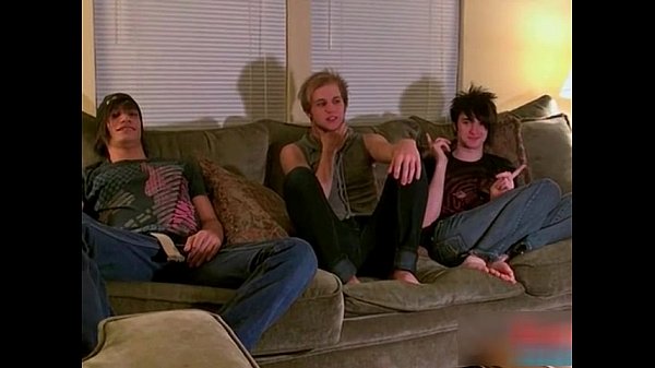 Horny twinks in steamy gay threesome gay porno