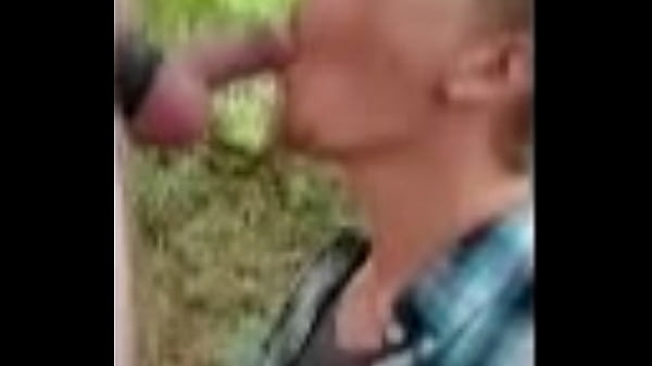 Puppy boy sucking hot cock in logging road