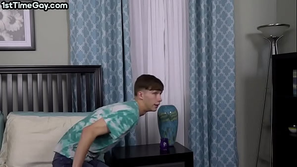 Skinny twink 1st time jerks and cums after gay casting