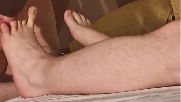 Our pierced nipples slave licking clean Papa’s feet happily HD