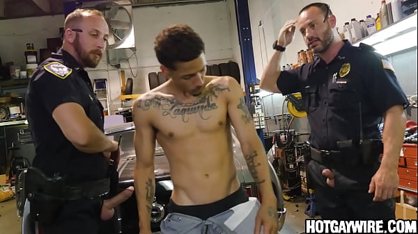 Two officers arrest a guy then fuck him (part 2) – gay porn