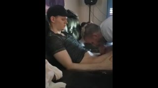 Sucking his big hot dick until he cums in my mouth