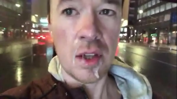 Risky public facial and cum walk