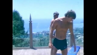 Gay poolside workout