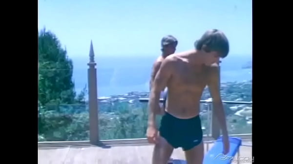 Gay poolside workout